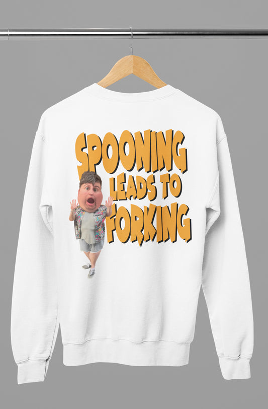 “SPOONING LEADS TO FORKING” sweater