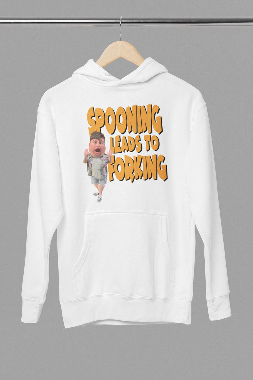 “SPOONING LEADING TO FORKING” hoodie!